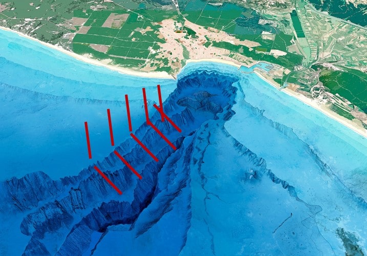 Nazaré Canyon waves refraction